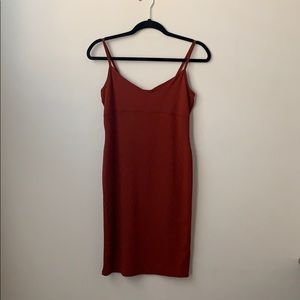 Burnt orange strap body con dress